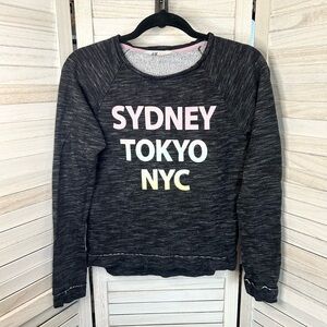 H&M Girls Major Cities Colorful Gradient Graphic Gray Pullover Sweatshirt Top